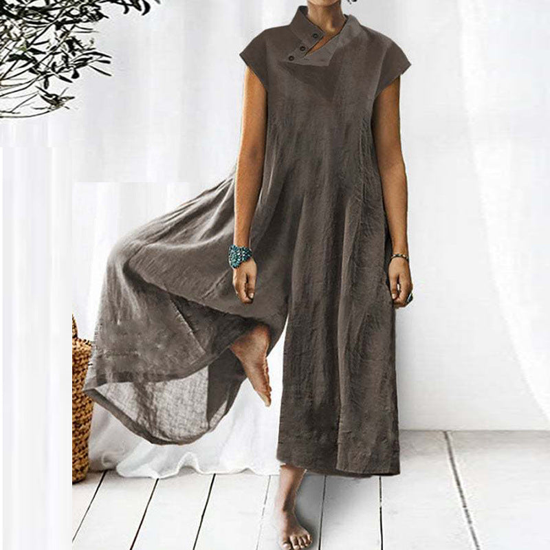 Fashionable Women's Elegant Long Short Sleeved Jumpsuit