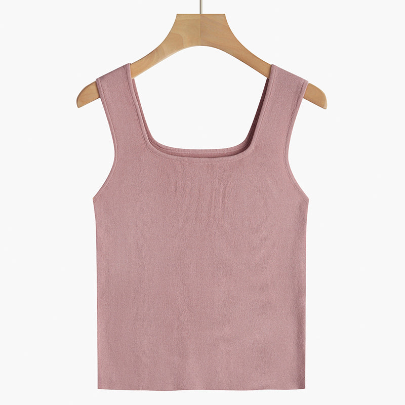 Square Neck Camisole Women's Suit With Sleeveless Short Top