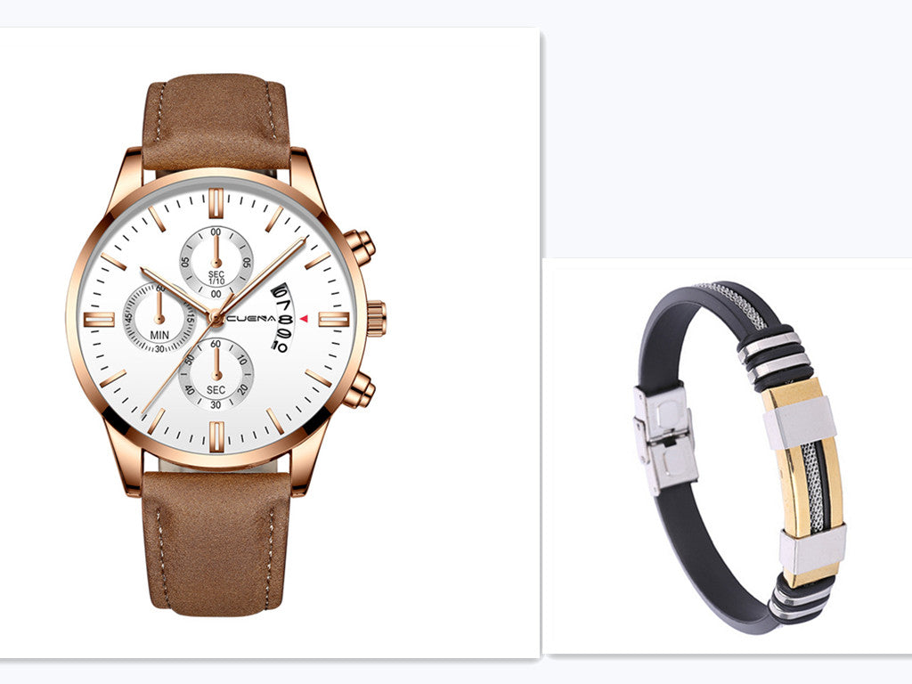 Men's Business Watch Three-eye six-point scale with calendar watch