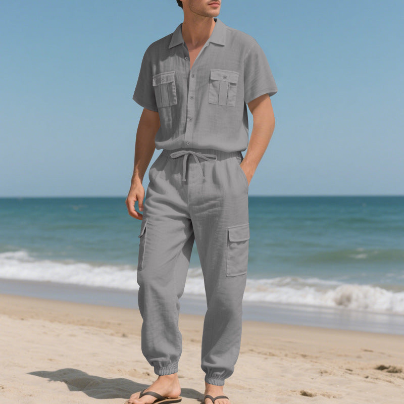 Workwear Casual Shirt Short Sleeve Trousers Suit