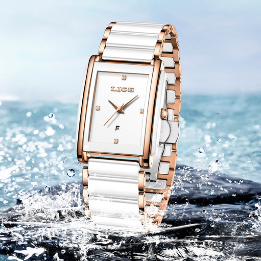 Fashion Ceramic Stainless Steel Couple Watches Quartz Watch