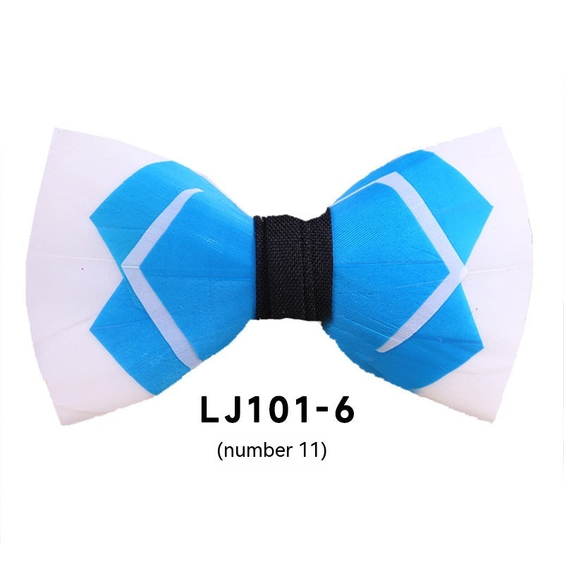 Men's Polyester Feather Bow Tie Business Host Suit Bow Tie