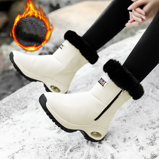 Short Tube Mid Heel Cotton Boots Warm Thick Soled Women's Fashion Boots