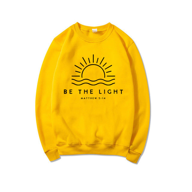 Women's Fleece-lined Crew Neck Sweater Plain Slogan Printing