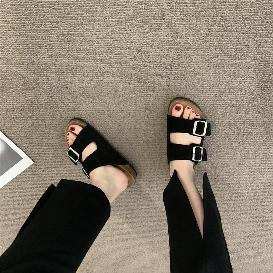 One-foot Round-toed Thick-soled Slippers Women's Outer Wear Popular In Summer