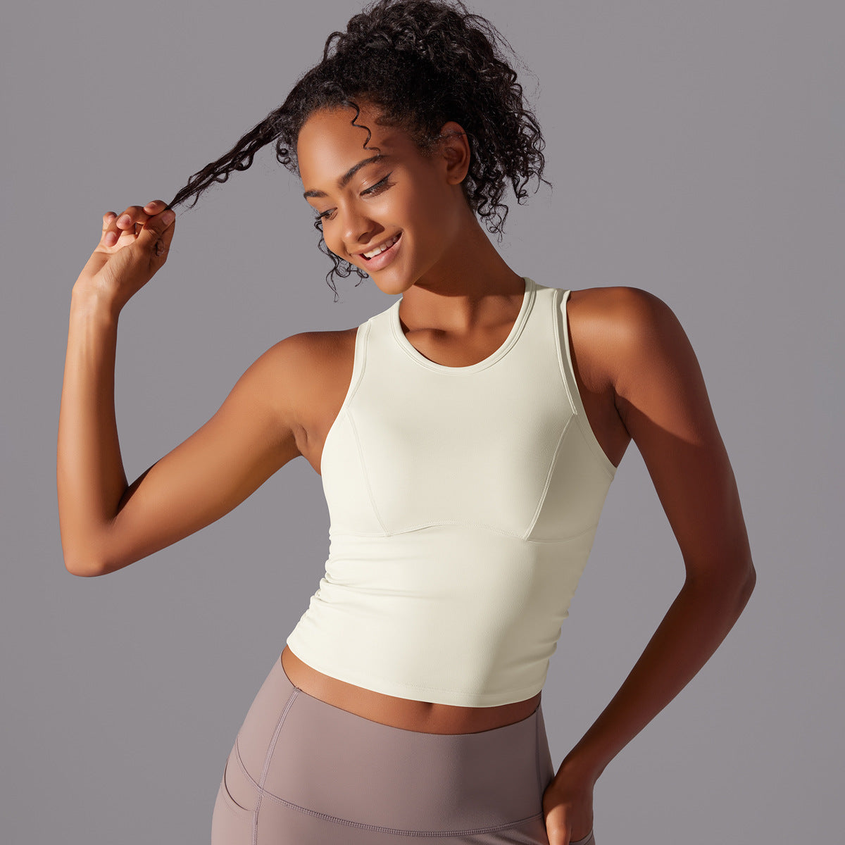 Women's Long High Elastic Sports Vest With Chest Pad
