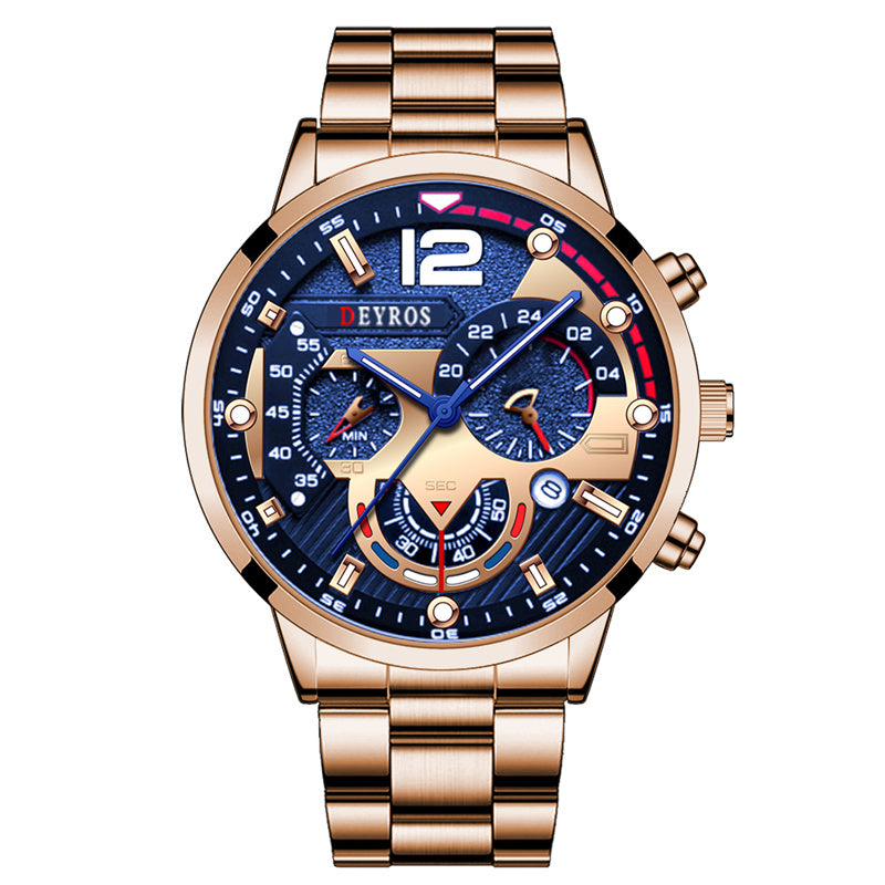 Six-hand Steel Band Quartz Watch Sports Men