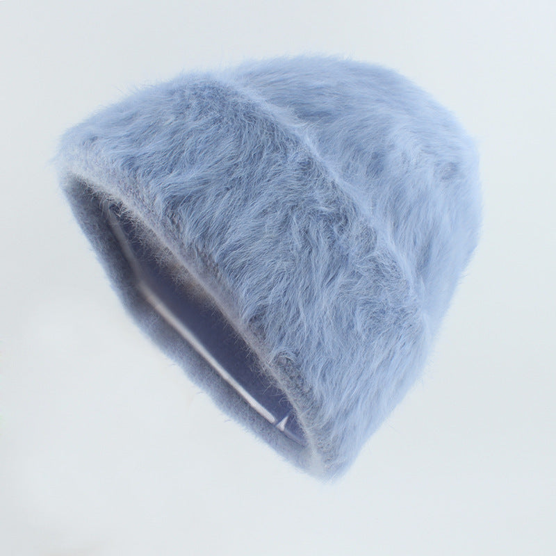 Plush and gentle rabbit hair knitted pile hat