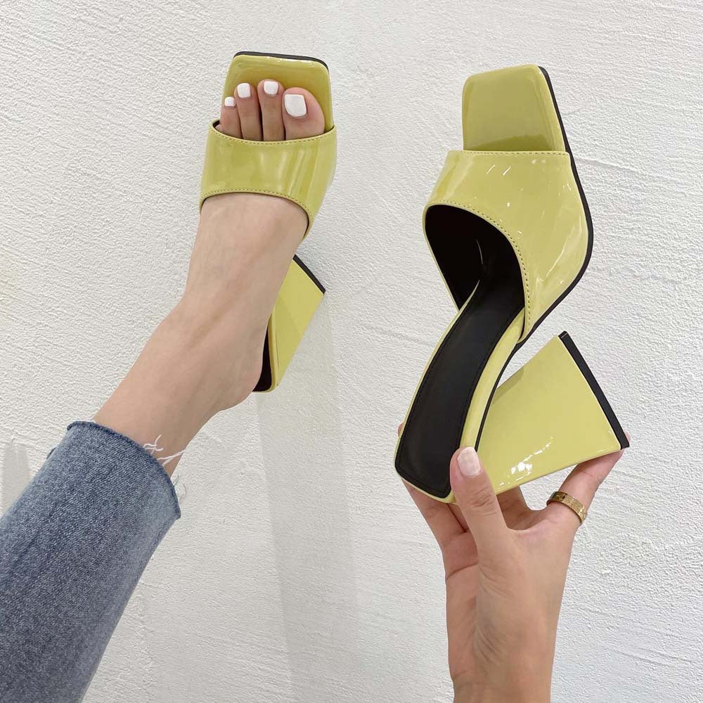 Large Square OpenToe Triangle Heel Sandals