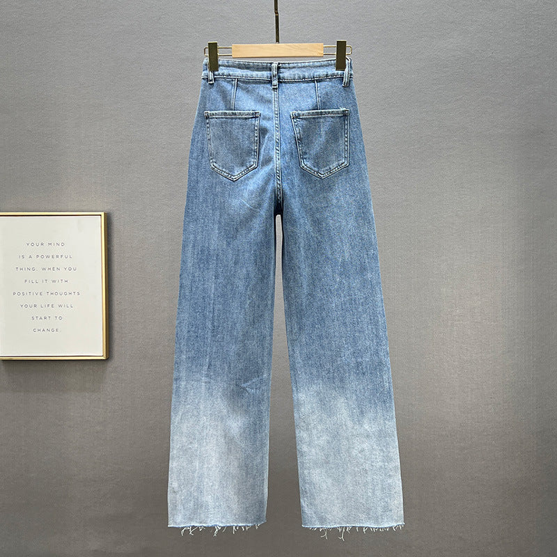 Rhinestone Denim Wide-leg Bukser