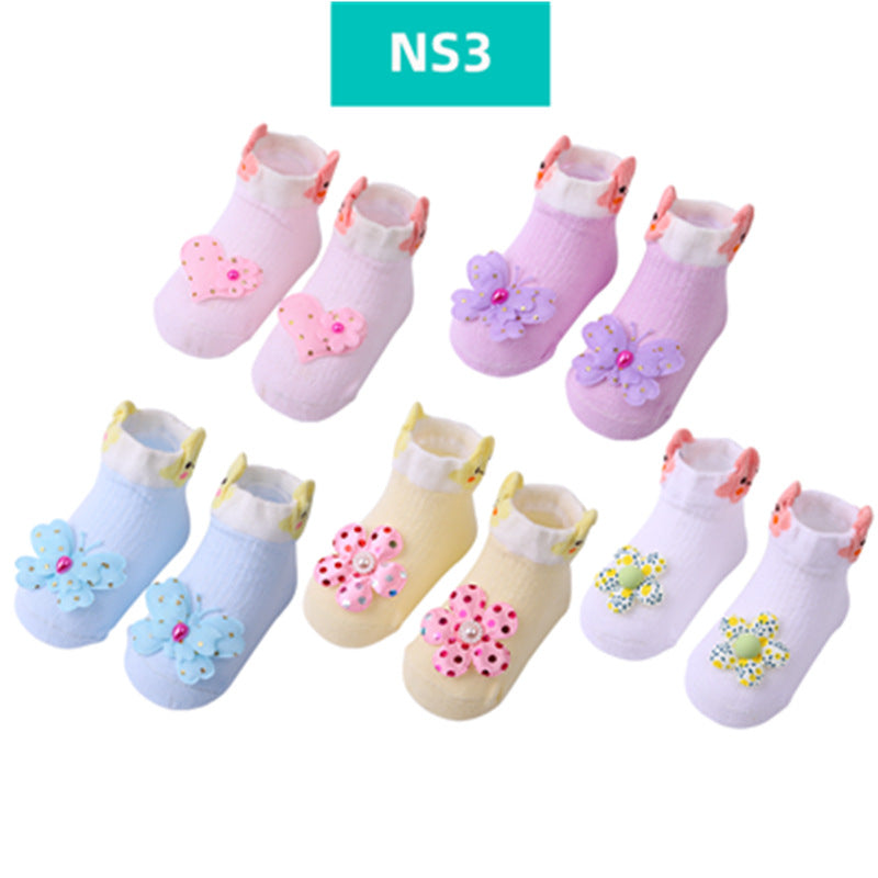 Fashion Striped Lace Flower Bow Socks
