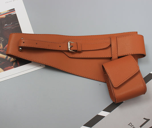 Waist Bag Faux Leather PU Wide Girdle Women's Suit