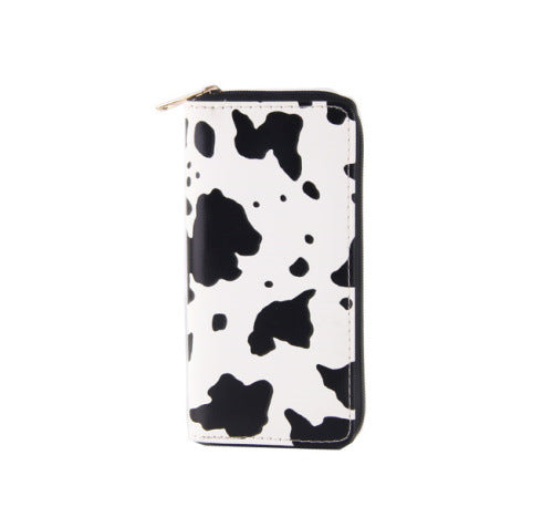 Cow Pattern Ladies Wallet PU Long Zipper