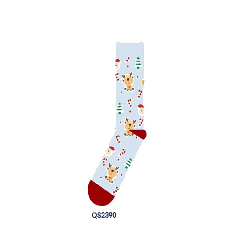 Male And Female Middle Tube Christmas Stockings Cartoon Cute Mid-calf Length Socks
