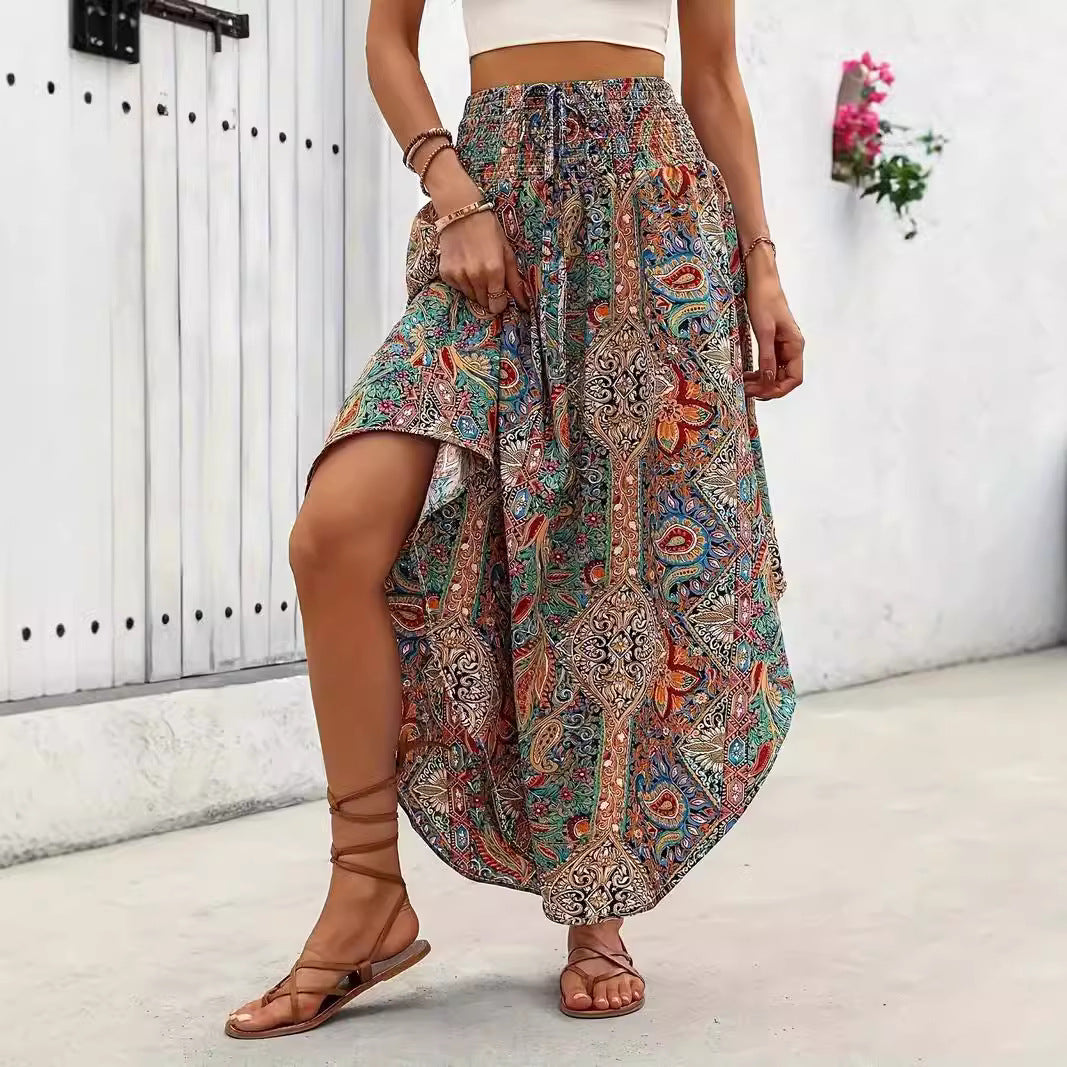 Plisseret A-formet nederdel med personligt print – casual