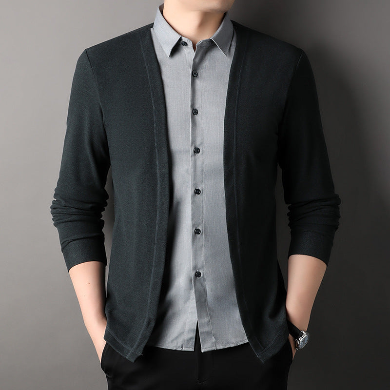 New Sweater Men's Fake Two Pieces Shirts Top