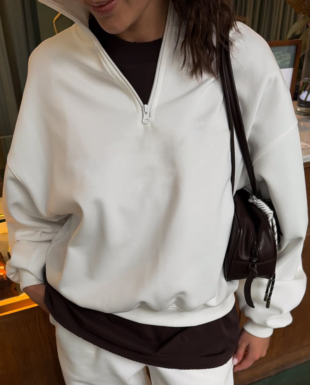Fashionable Half-Open Collar Long-Sleeve Hoodie And Pants Casual Set