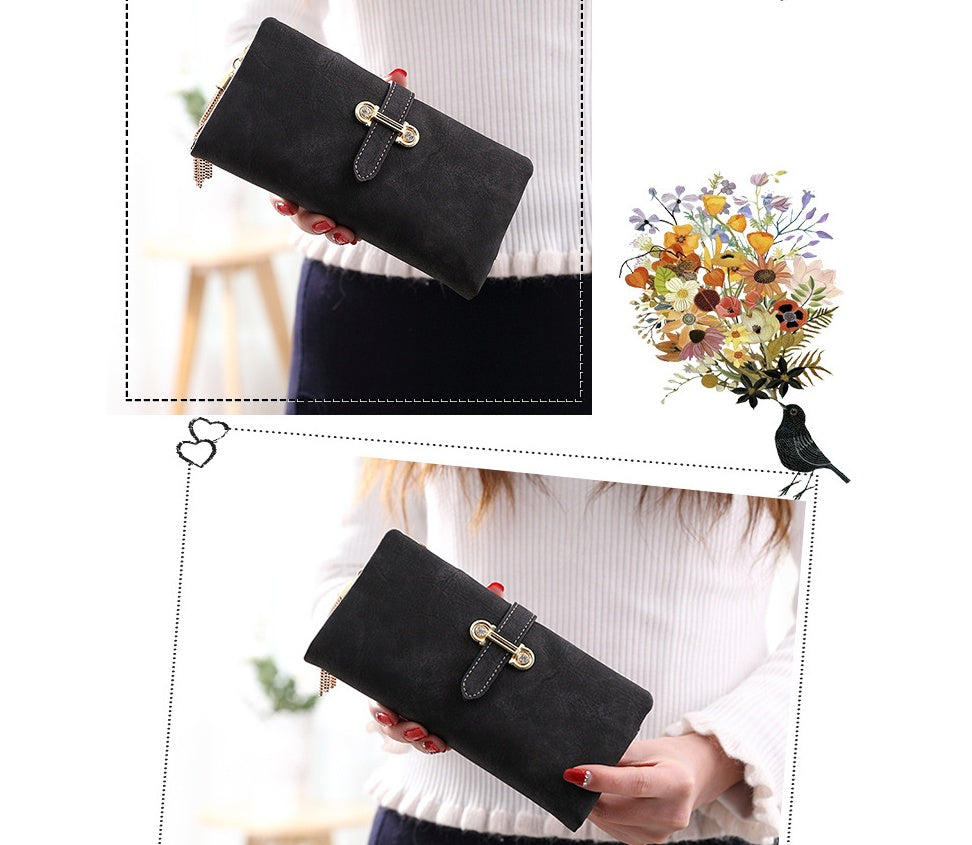 Scrub ladies multi-function coin purse tassel pendant wallet ladies wallet