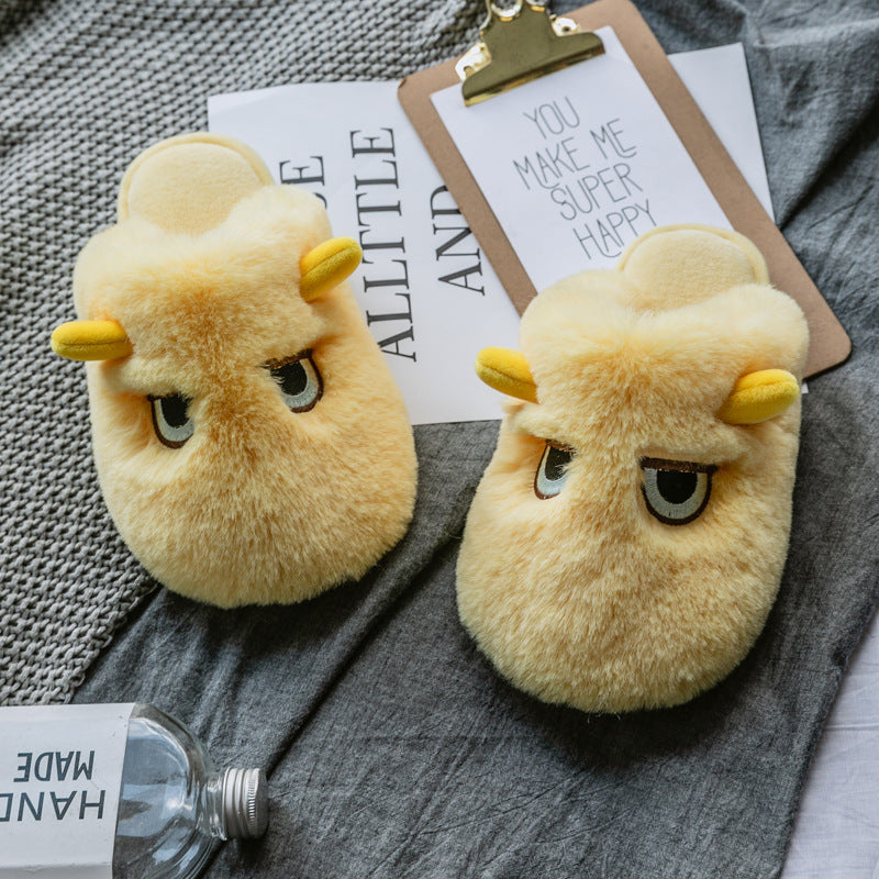 Women's Autumn And Winter Fabric Cotton Slippers