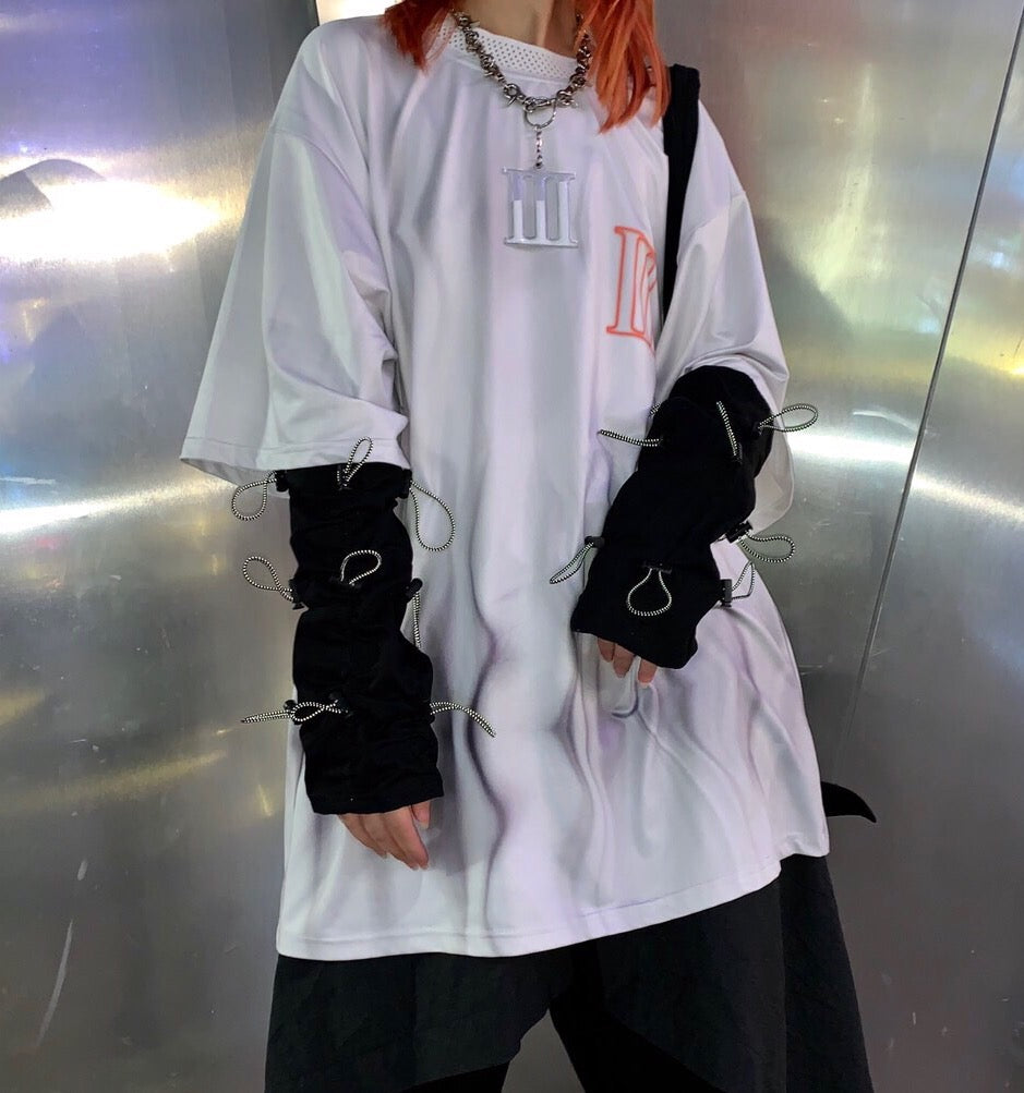 Reflective high street drawstring gloves tide brand