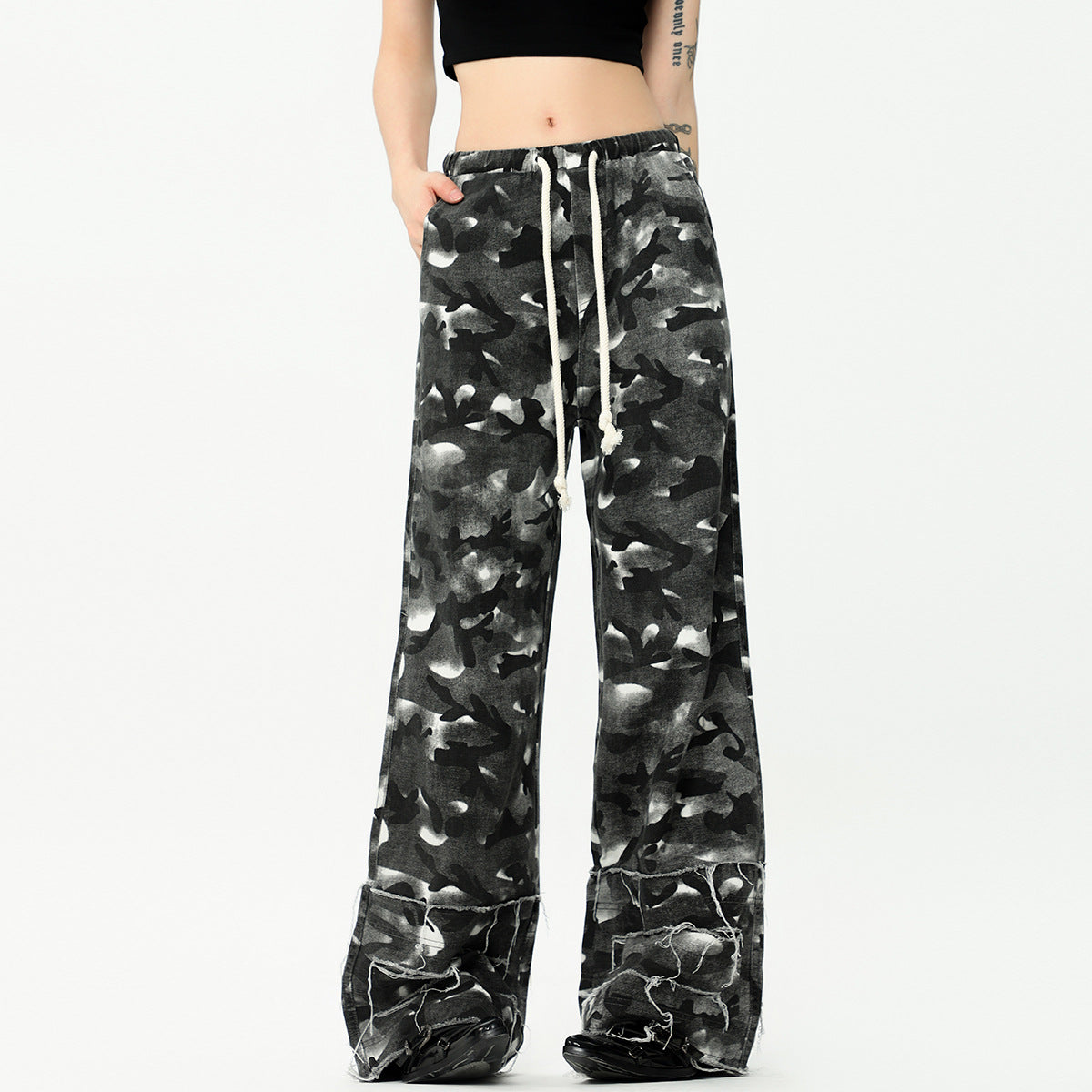 Women's Washed Old Camouflage Casual Pants