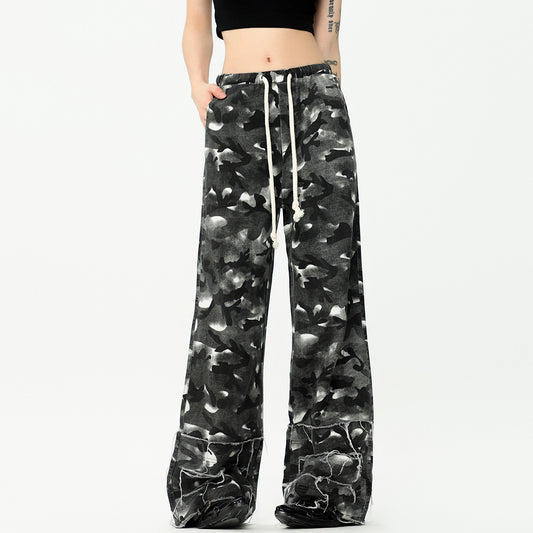 Women's Washed Old Camouflage Casual Pants