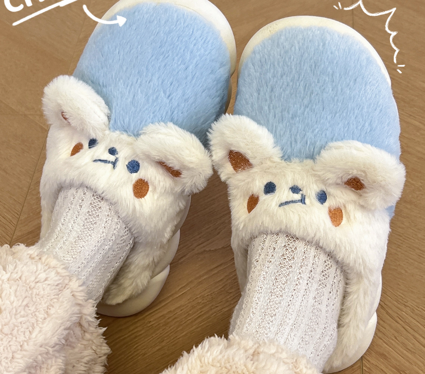 Women's Winter Home Plush Cotton Slippers Winter Platform Heel Covered Warm Student Dormitory
