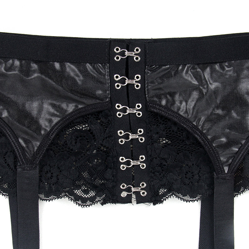 European And American Leather Lace Buttoned Panties