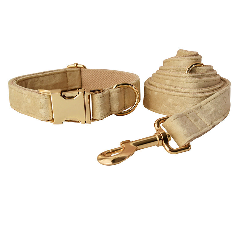 Nude Love Velvet Dog Bow Tie Dog Collar Rope