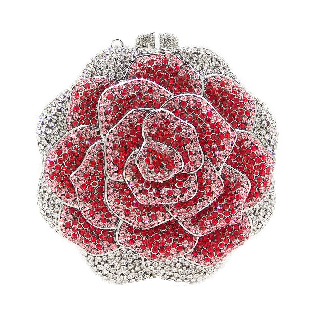 Ladies Evening Bag With Diamond-encrusted Floral Design