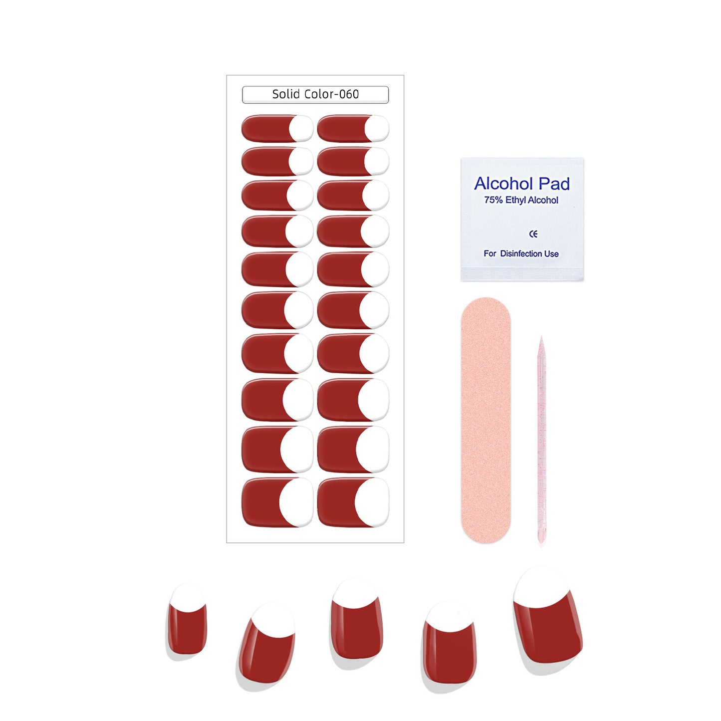 New French Solid Color Gel Waterproof Semi-baked Nail Stickers
