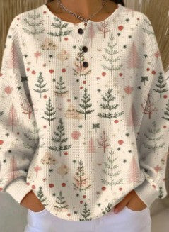 Retro 3D Digital Print Three-button Stand Collar Top