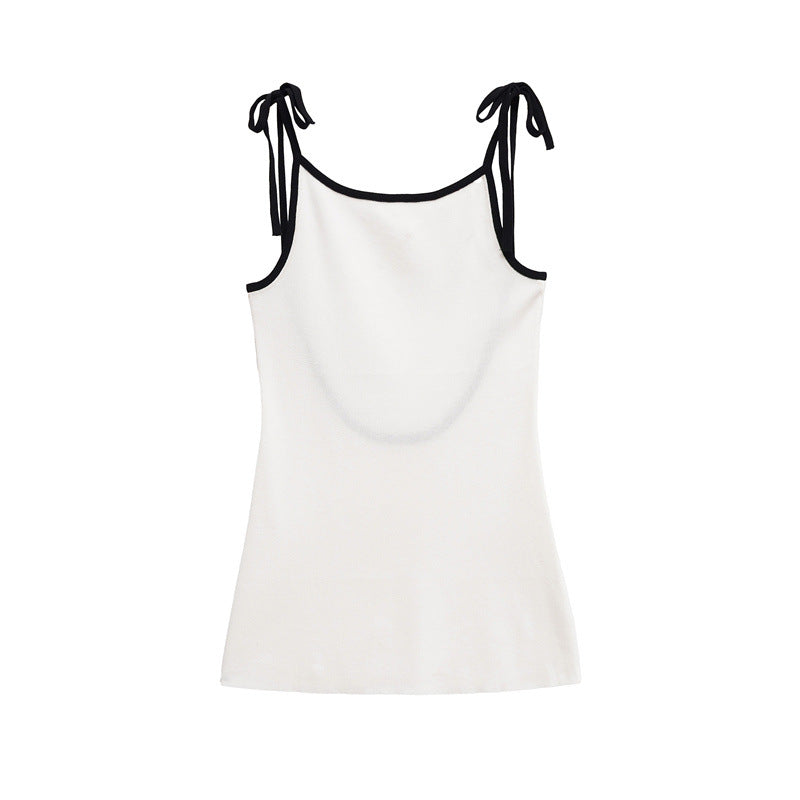 Female Fashion Color Contrast Bowknot Dress