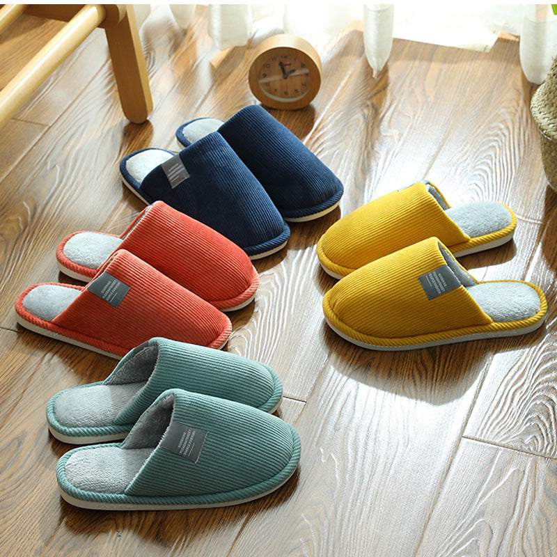 Cotton slippers female warm cute plush couple home