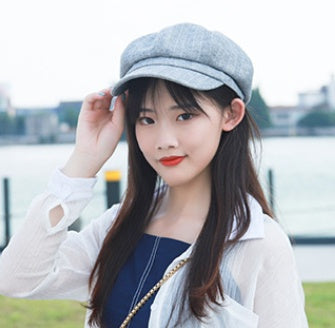 Casual All-match Plaid Cotton Octagonal Hat