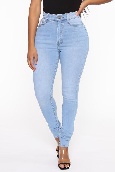 Womens Fashion High-waisted Stretchy Slim-fit Denim Jeans