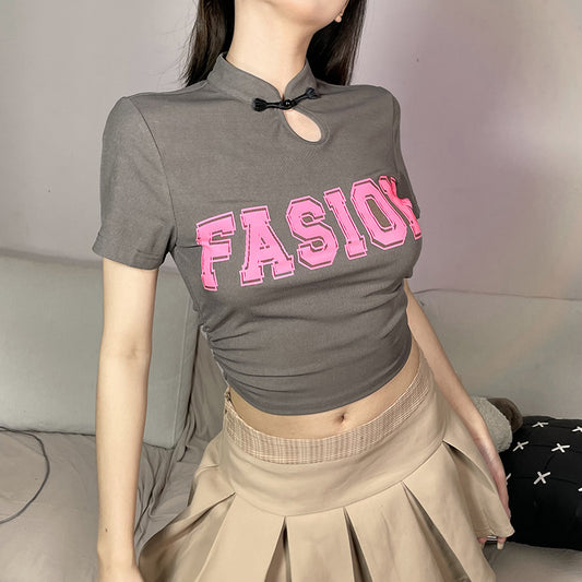 New Slim-fit Crew-neck Short-sleeve T-shirt That Shows Off Your Midriff