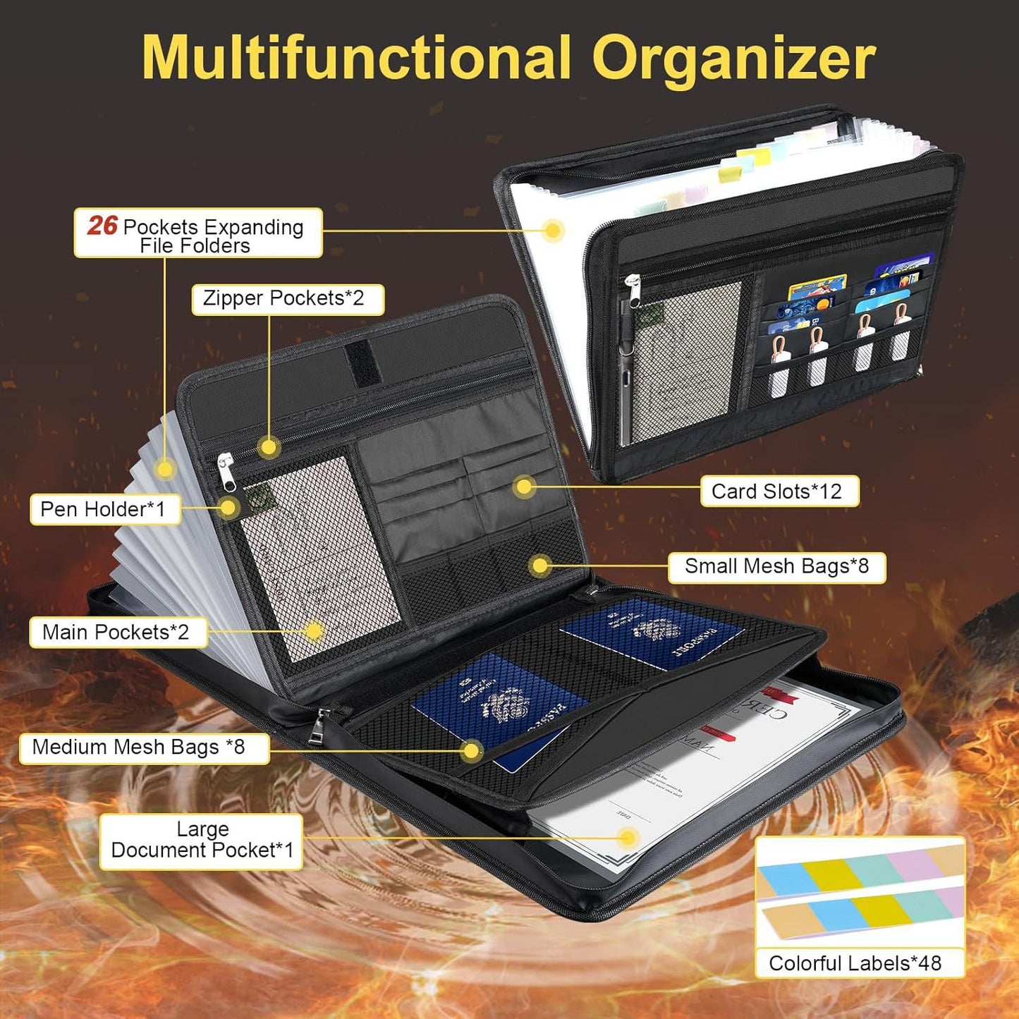 Waterproof And Fireproof File Bag Foldable Organ File Bag