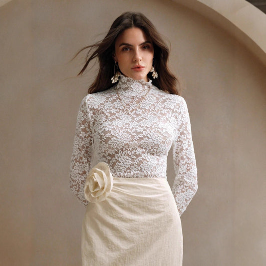 Women's French-style Lace Long-sleeve Top