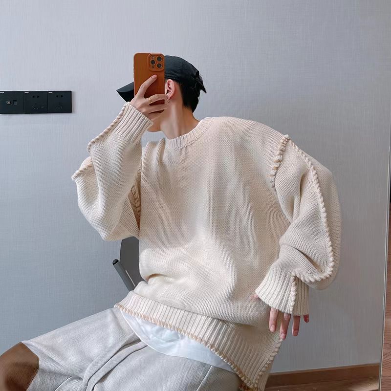 Lazy Wind Round Neck Pullover Knitted Jacket Sweater