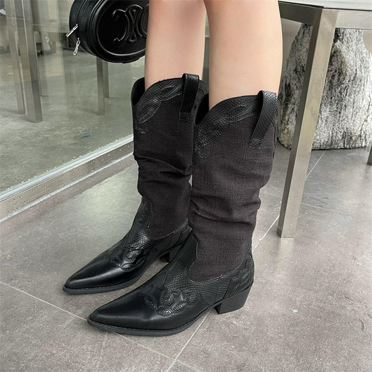 Mid Heel Retro Versatile Knight Fashion Boots