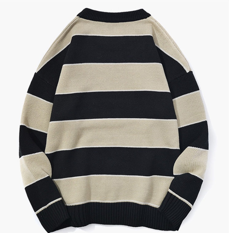 Casual Pullover Striped Sweater Men's And Women's Neutral Sweater