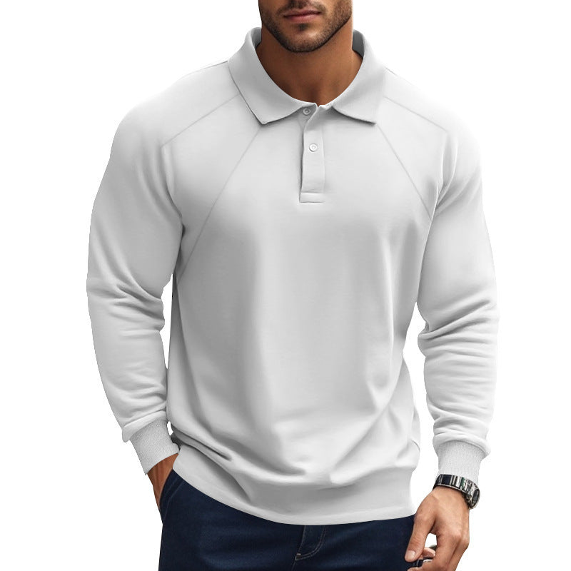 Spring And Autumn Polo Collar Solid Color Casual Bottoming American Polo Shirt Men
