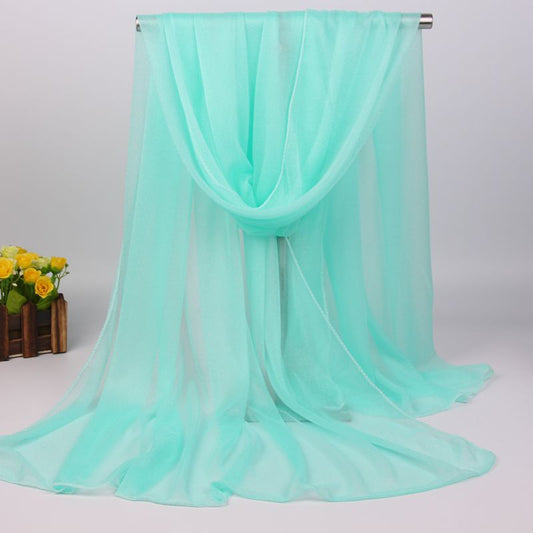 Scarf Women All-match Long Chiffon Shawl Sunscreen Sunshade Seaside Solid Color
