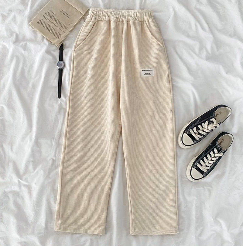 Schoolgirls' Loose All Match Corduroy Pants