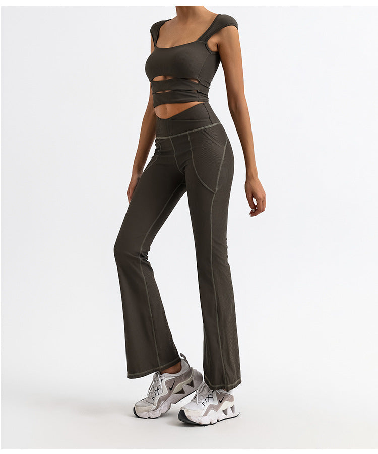 Womens Yoga Set With Built-in Bra For Sports And Fitness