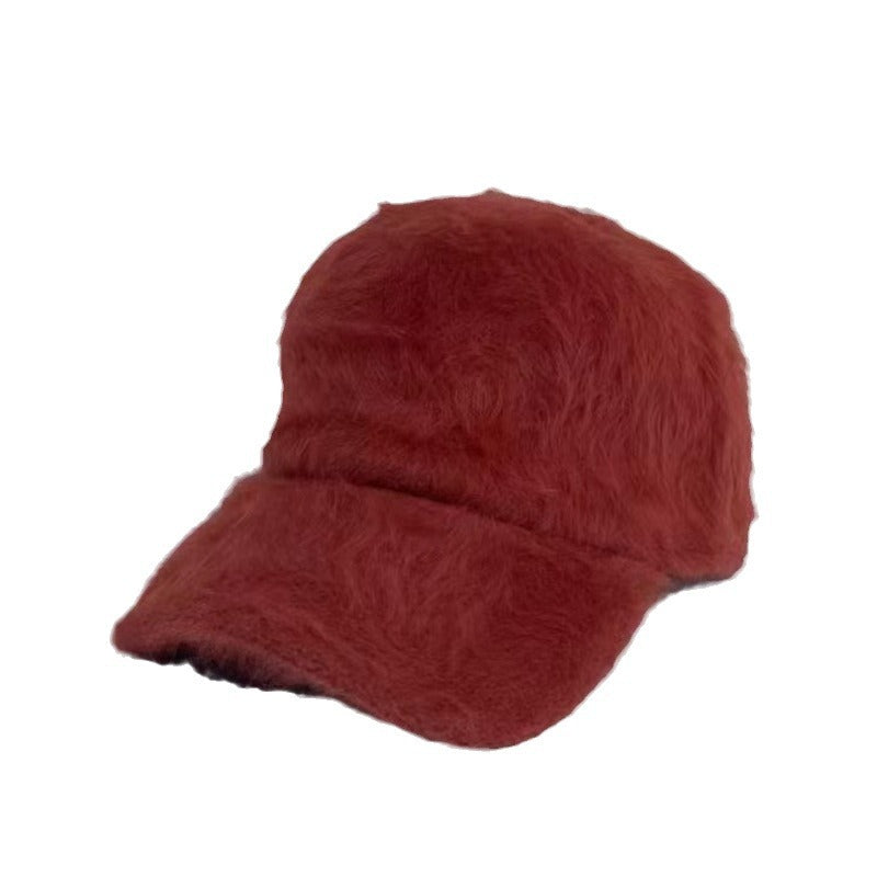 Simple Plush Baseball Cap Women's Warm