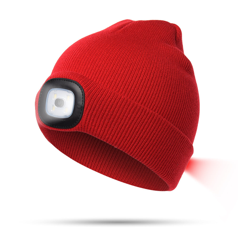 Rechargeable Model Outdoor Sports Dual Light Model LED Light Knitted Hat