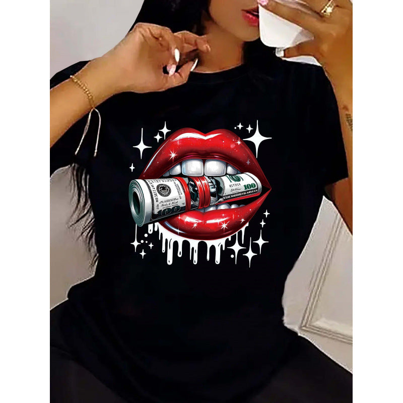 Women's Simple Printing Round Neck Casual Short Sleeve