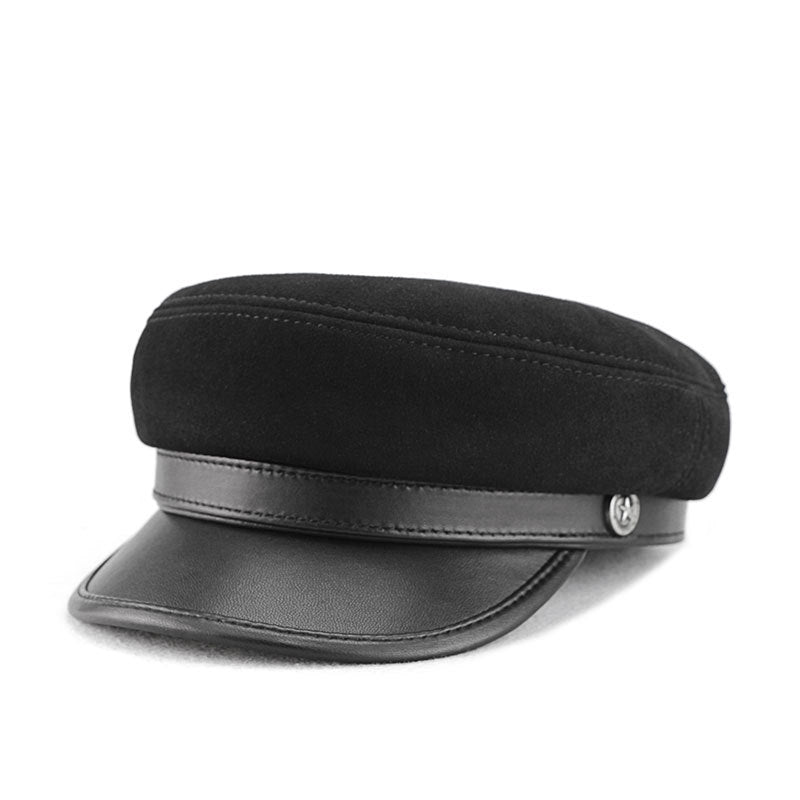 Sheepskin Suede British Net Red Tide Retro Peaked Cap